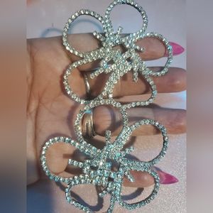 Elegant silver rhinstone big earrings